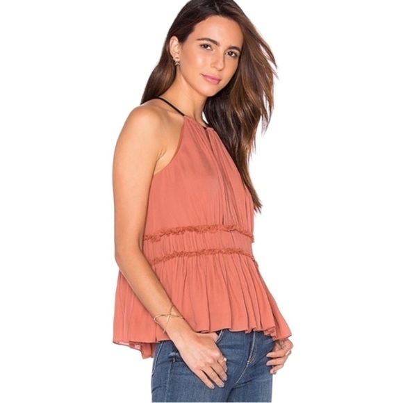 Cinq A Sept Lotus Peplum Silk Halter Top - Picture 11 of 12